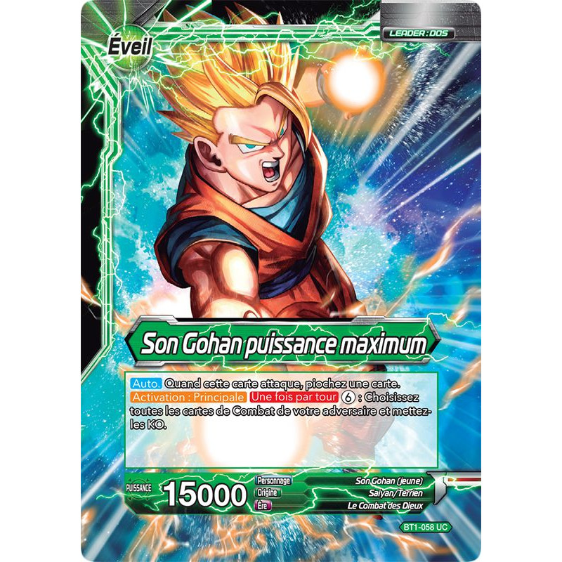  Carte  Dragon Ball Super VF BT1 058 Son Gohan  puissance 