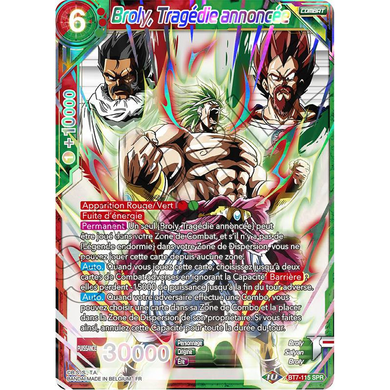  Carte  Dragon  Ball  Super  VF BT7 115 SPR  Broly Trag die 